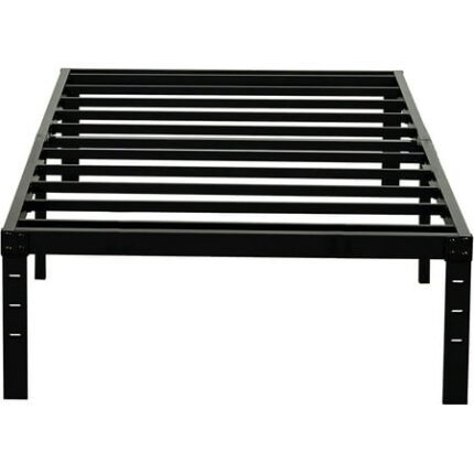 Twin Size Bed Frame 3500lbs Heavy Duty Metal Platform with Steel Slats Support No Box Spring Needed 14 inches high Bedframe with Ample Storage Sturdy and Noise-Free Black