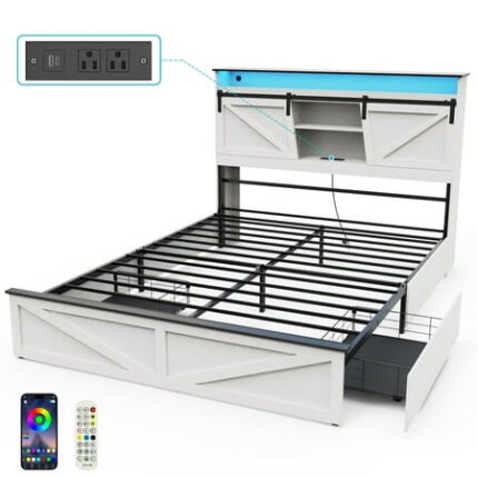 Wood Queen Bed Frame with Headboard Holaki Farmhouse Rubberwood Platform Bedframe with Sturdy Wood Slats No Box Spring Needed Easy Assembly