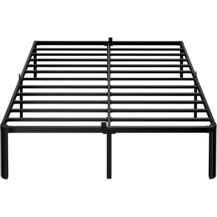 14 Inch Bed Frame 3500LBS Noise- Bedframe with Mattress Retainers Headboard Compatible No Box Spring Needed Easy Assembly Round