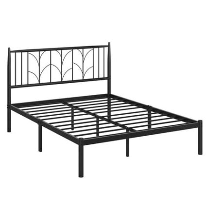 Full Size Bed Frame with Headboard Metal Platform Bed Frame No Box Spring Needed Bedframe with Metal Slats Support Mattress Foundation Base Beds Under Bed Storage Easy Assembly
