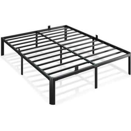 Metal Bed Frame King Size 14 Inch 3500 lbs Heavy Duty Platform Bed Frames Steel Slats Noise Free No Box Spring Needed Easy Assemble Sturdy Bedframe with Storage and Mattress Retainers