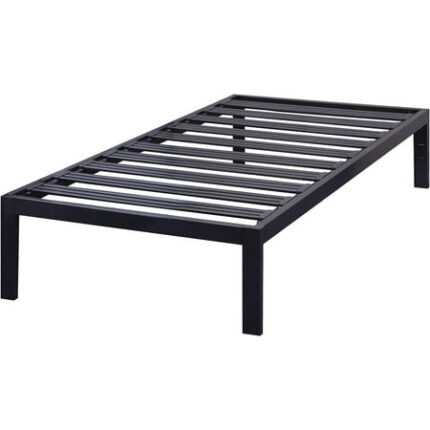 V&LX 14 Heavy Duty Bedframe Wide Metal Slat Deluxe Mattress Support Bed Frame Base C Black Twin