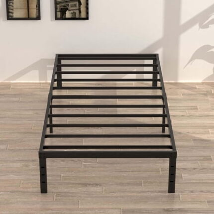 16 Inch Narrow Twin Bed Frame 30x75 No Box Spring Needed Metal Platform 75x30 Narrow Twin Bed Frames Eassy Assembly 3 500 lbs Heavy Duty Bedframes Black