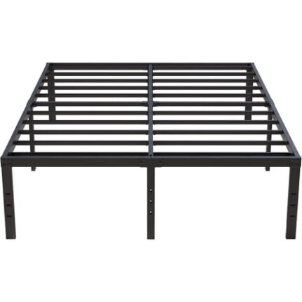 18 Inch Queen Bed Frame No Box Spring Required Metal Platform Queen Size Bed Frames with High Storage Eassy Assembly 3 500 Lbs Heavy Duty Bedframes Black