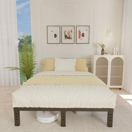 ALDRICH 10 Inch Metal Bed Frame Queen Size - Double Black Basic Steel Slats Platform Easy Assembly Heavy Duty Noise Free Bedframes No Box Spring Needed ALDRICH 10 Inch Metal Bed Frame Queen Size - Double Black Basic Steel Slats Platform Easy Assembly Heavy Duty Noise Free Bedframes No Box Spring Needed