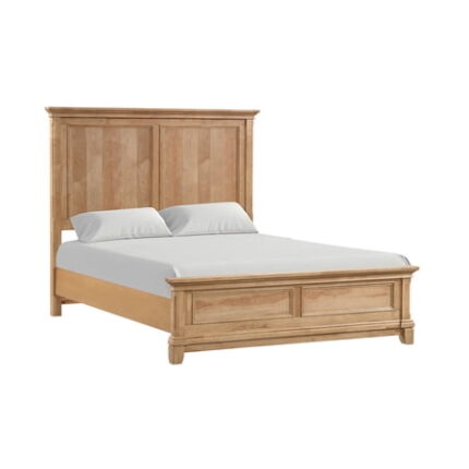 Bed Frame Bedroom Furniture Farmhouse Style 1pc King Size Bed Plank Headboard Natural Oak Finish Bedframe