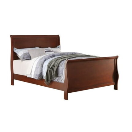 Bed Frame Modern 1pc Twin Size Bed Sleigh Design HB FB Plywood 1pc Bedframe Dark Cherry Louis Phillippe Bedroom Furniture