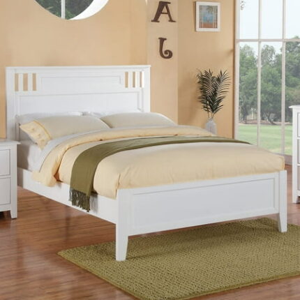 Bed Frame Simple Modern White Color 1pc Full Size Bed Bedroom Furniture Unique Design HB 1pc Bedframe Veneer