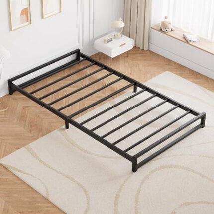 GAOMON 6 Inch Metal Bed Frame Low Profile Twin Bed Frame Heavy Duty Support Bedframe No Box Spring Needed Noise Free Easy Assembly Black