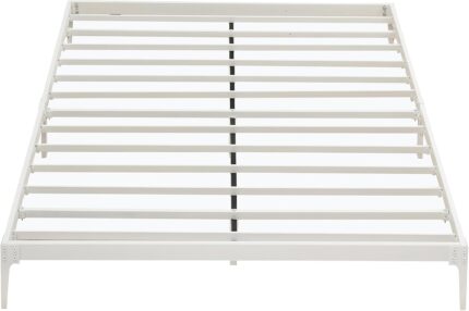 Homhougo - 6 Inch Queen Metal Bed Frame, Heavy Duty Metal Bedframe Queen Size, 800 Lbs Sturdy Steel Slat Support Platform, No Box - ‎White 6 Inch
