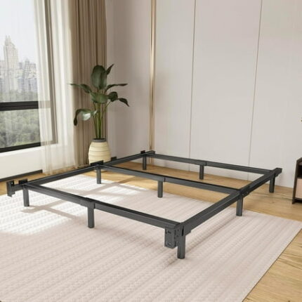 NOAH Queen Size Metal Bed Frame-7 Inch Heavy Duty Bedframe 9-Leg Support for Box Spring & Mattress Foundation 3000LBS Black