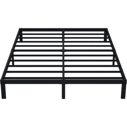 Queen Bed Frame No Box Spring Needed 10 Inch Heavy Duty Metal Platform BedFrame Queen Size with Steel Slats Easy Assembly Black