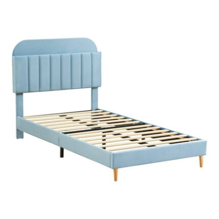 Towallmark Twin/Full/Large Bed Frame with Storage Headboard Velvet Upholstered Platform Bedframe for Teens Strong Wooden Slats Noise-Free Easy Assembly No Box Spring Needed