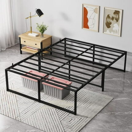 WhizMax Full Size Bed Frame Ultra Sturdy Metal Full Bed Platform Frame with 3 in 1 Steel Support 14 inch No Box Spring Needed Easy to Assemble Black Bedframe - Full